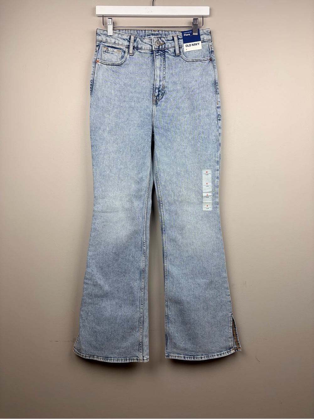 Old Navy Higher High-Rise Flare Jeans Women’s 4 Light Wash‎ NWT Side Slit